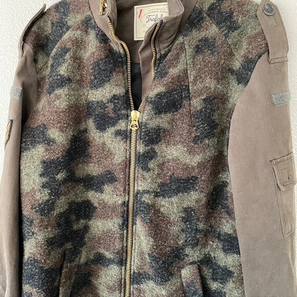 Zara Trafaluc Camouflage Military Outerwear Mixed Media Jacket Womens Small - Picture 5 of 11